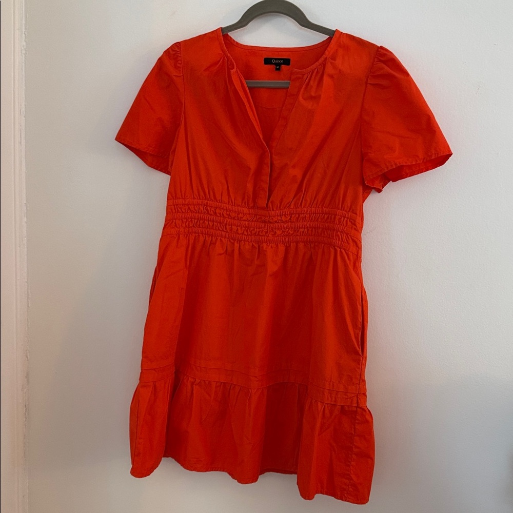Quince Bright Orange Mini Dress